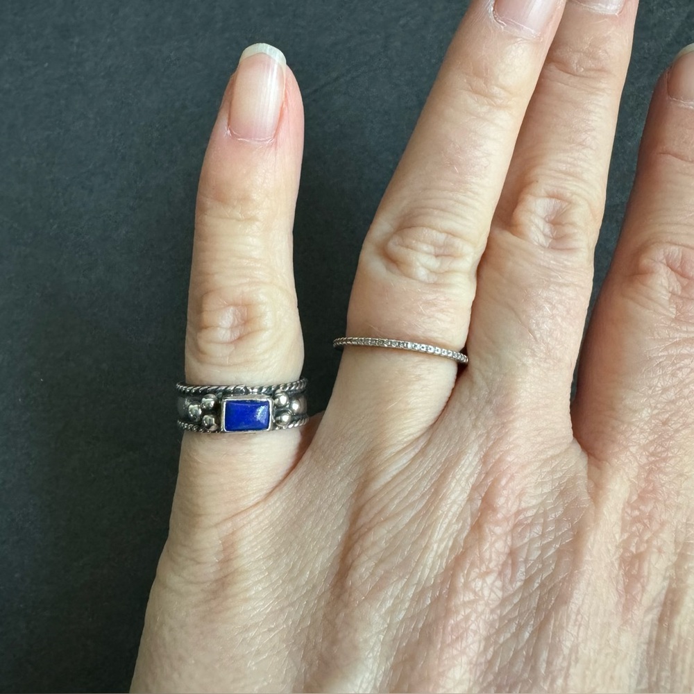 Vintage Lapis Lazuli Ring Sterling Silver Blue Gemstone Band Southwestern Size 6 - Picture 11 of 12